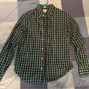 J. Crew Teal and Navy Checkered Shirt